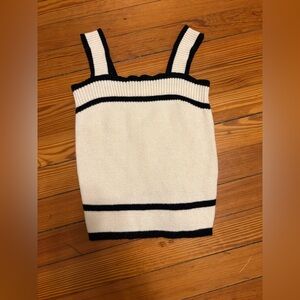 E&M Cream & Black Knit Tank Top
